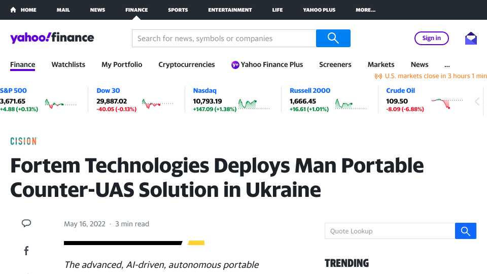 Fortem Technologies Deploys Man Portable Counter-UAS Solution in Ukraine