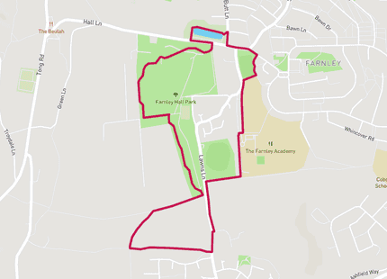 Farnley Hall & Farnley Fish Pond Loop run route map card image