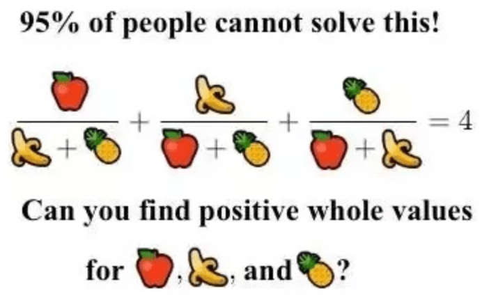 10.2: Diophantine equations such as finding a positive integer solution to the equation a(a+b)(a+c)+b(b+a)(b+c)+c(c+a)(c+b)=4(a+b)(a+c)(b+c) (depicted more compactly and whimsically above) can be surprisingly difficult. There are many equations for which we do not know if they have a solution, and there is no algorithm to solve them in general. The smallest solution for this equation has 80 digits! See this Quora post for more information, including the credits for this image.