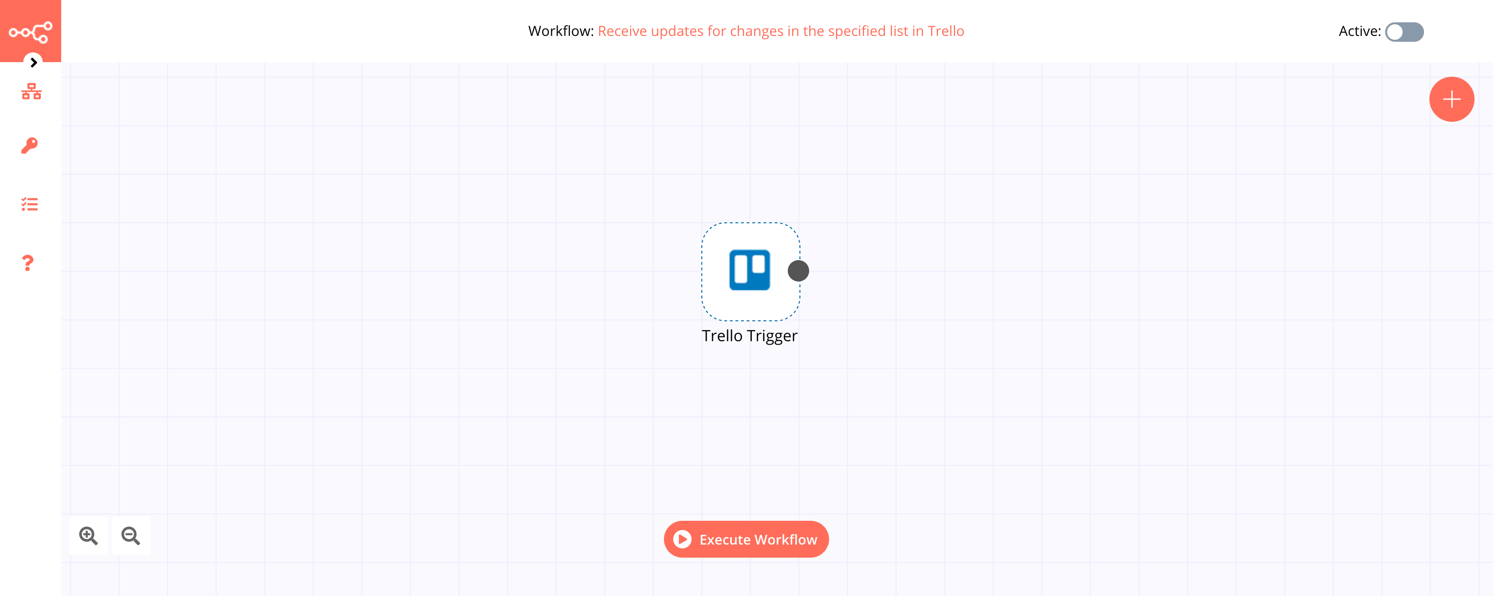 A workflow with the Trello Trigger node
