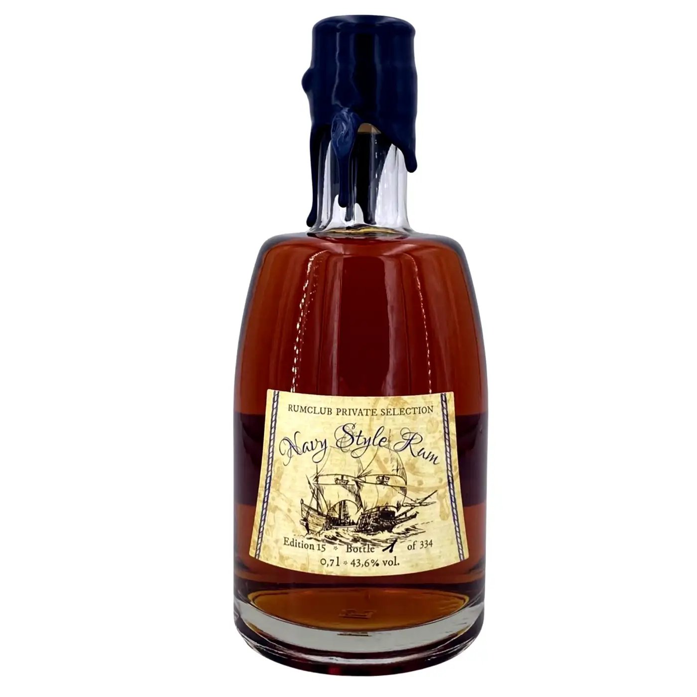 Image of the front of the bottle of the rum Rumclub Private Selection Ed. 15 Navy Style Rum