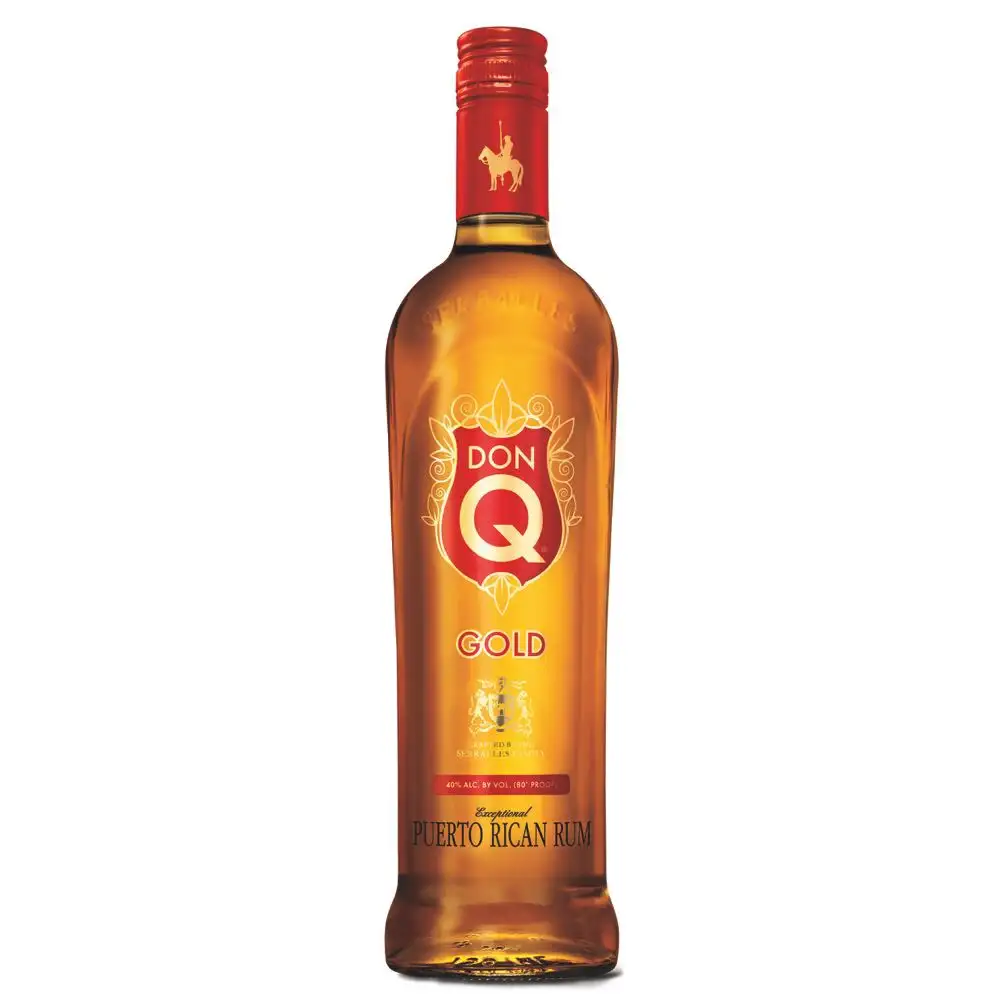 Image of the front of the bottle of the rum Don Q Gold