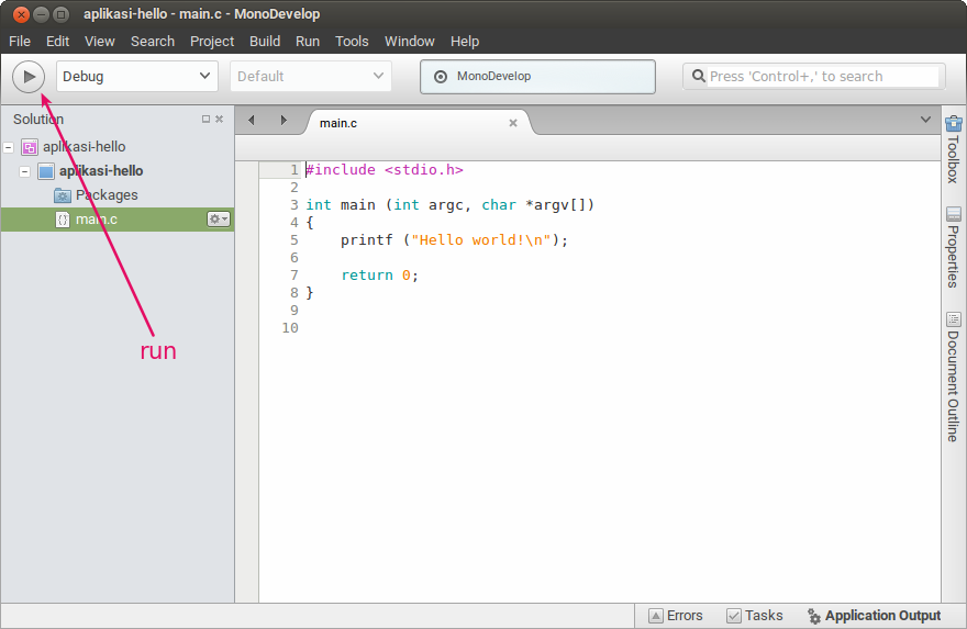 Membuat program dengan monodevelop