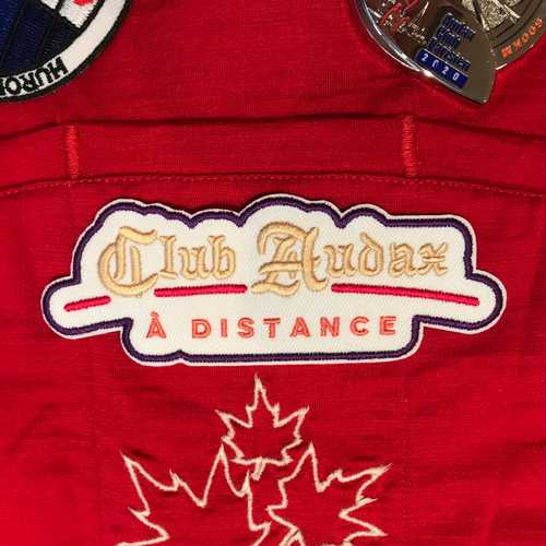 A custom patch to celebrate riding by your lonesome! Club Audax à Distance is a play on long distance relationships and the time we spend together.