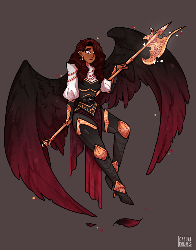 Portrait-character-design-example,-a-personal-dungeons-and-dragons-winged-aasimar-fighter