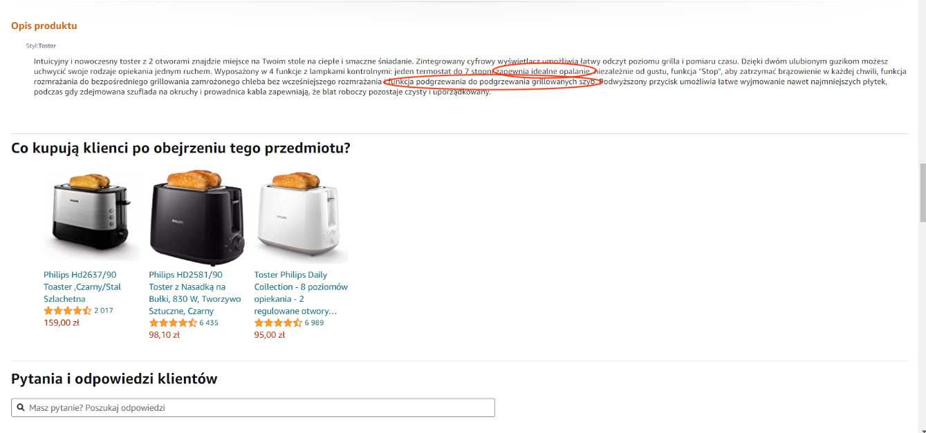 Toster - opis na Amazon.