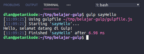 Execute the task with Gulp