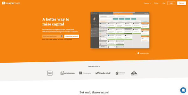 Screenshot: Foundersuite homepage