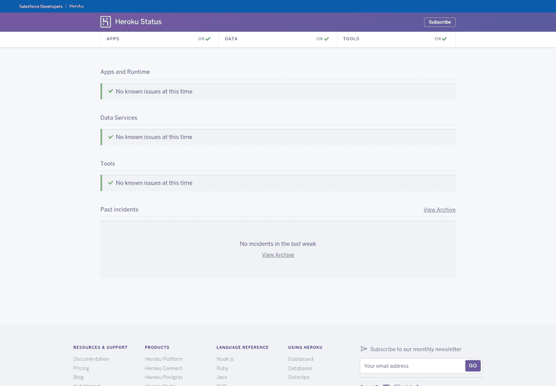 Heroku Status page - 10 Great Status Page Examples to Improve Your Own - Odown