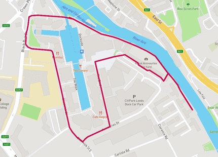 Leeds Dock 5km run route map card image