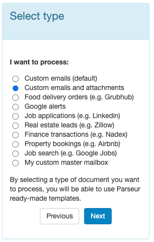 select mailbox type