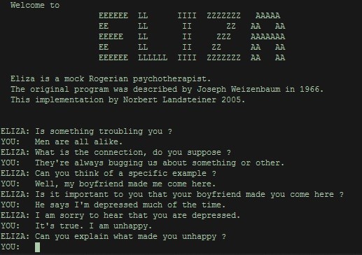 A Screenshot from ELIZA CLI
