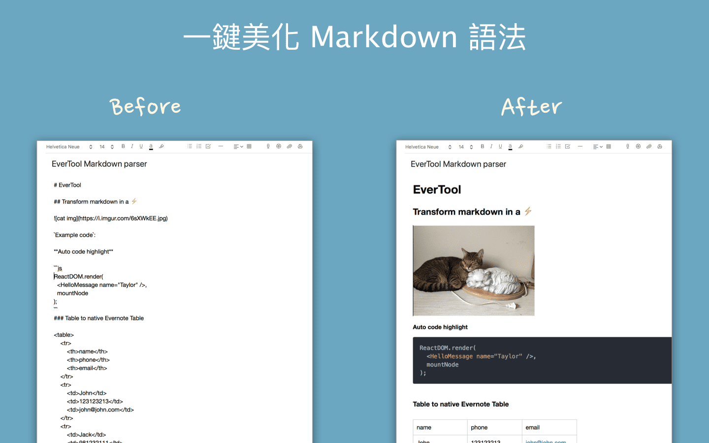 evernote markdown