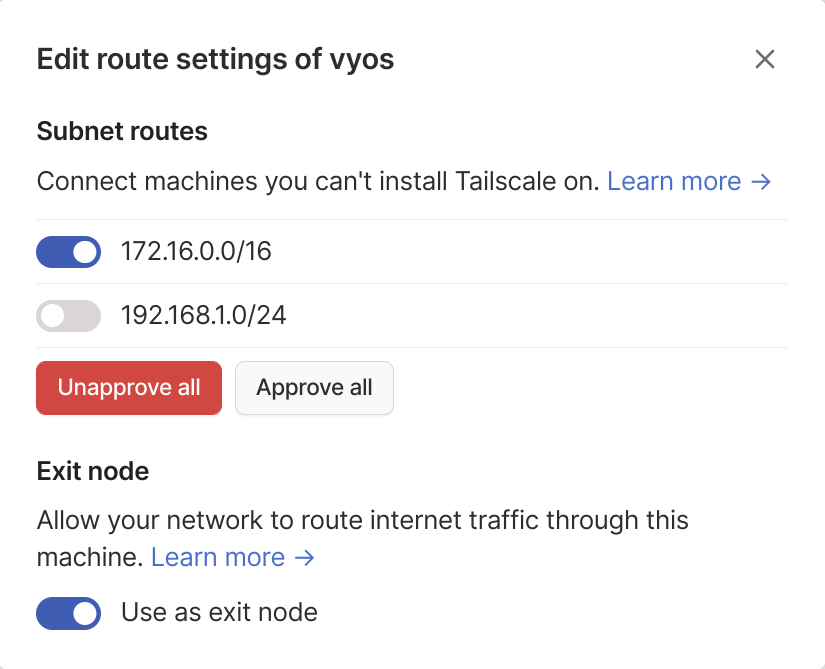 Disabling the subnet on vyos