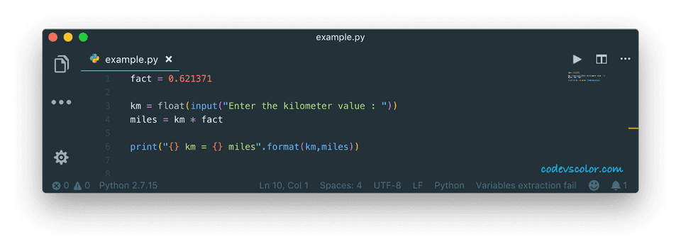 python-program-to-convert-kilometers-to-miles-codevscolor