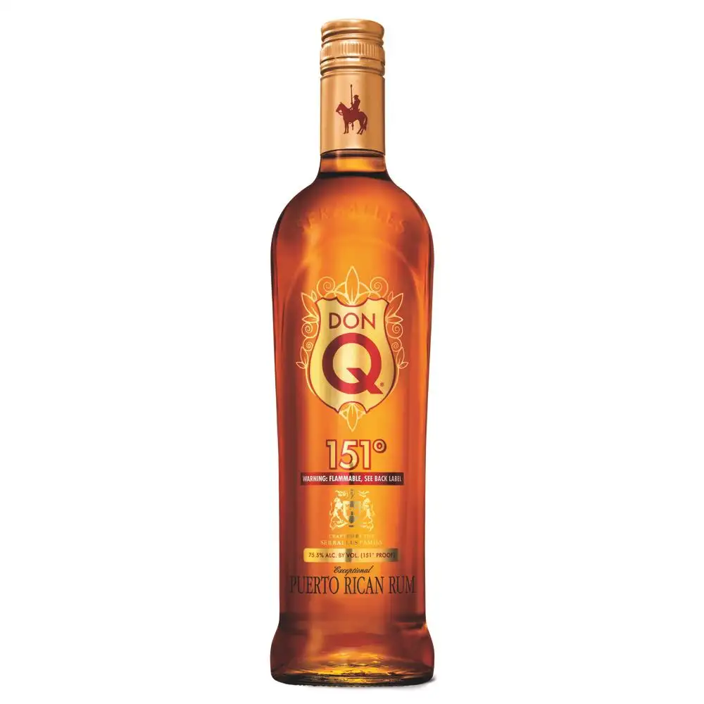 Image of the front of the bottle of the rum Don Q 151 Overproof