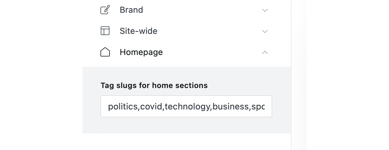 Ghost Theme Tag Setting