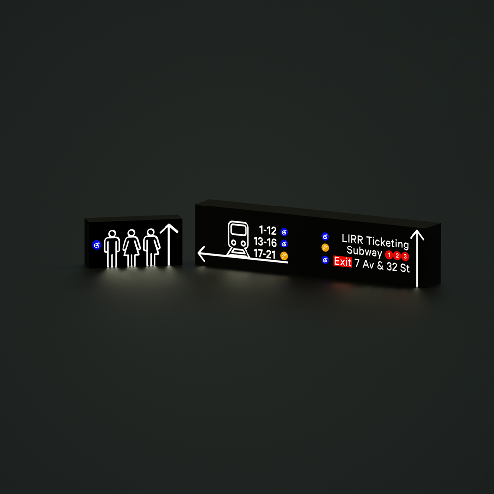 Two illuminated lightbox signs
