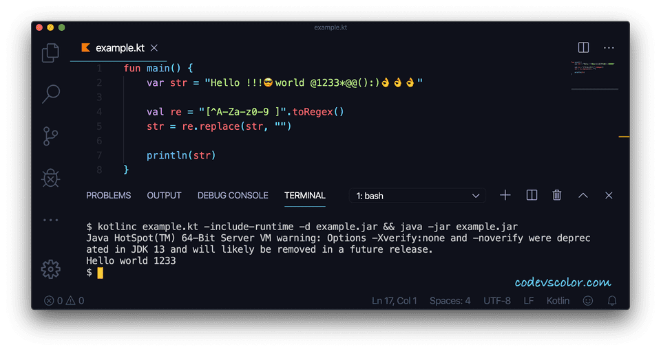 kotlin-program-to-remove-special-characters-from-a-string-codevscolor