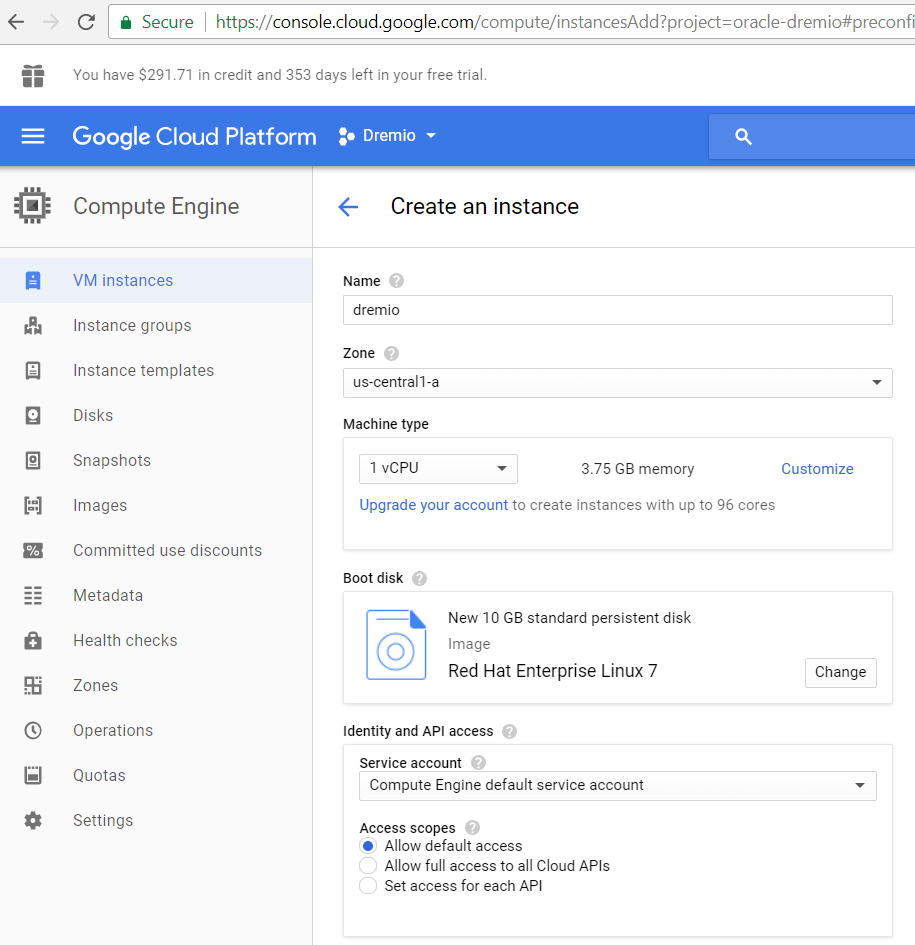 Configuing the virtual machine - one