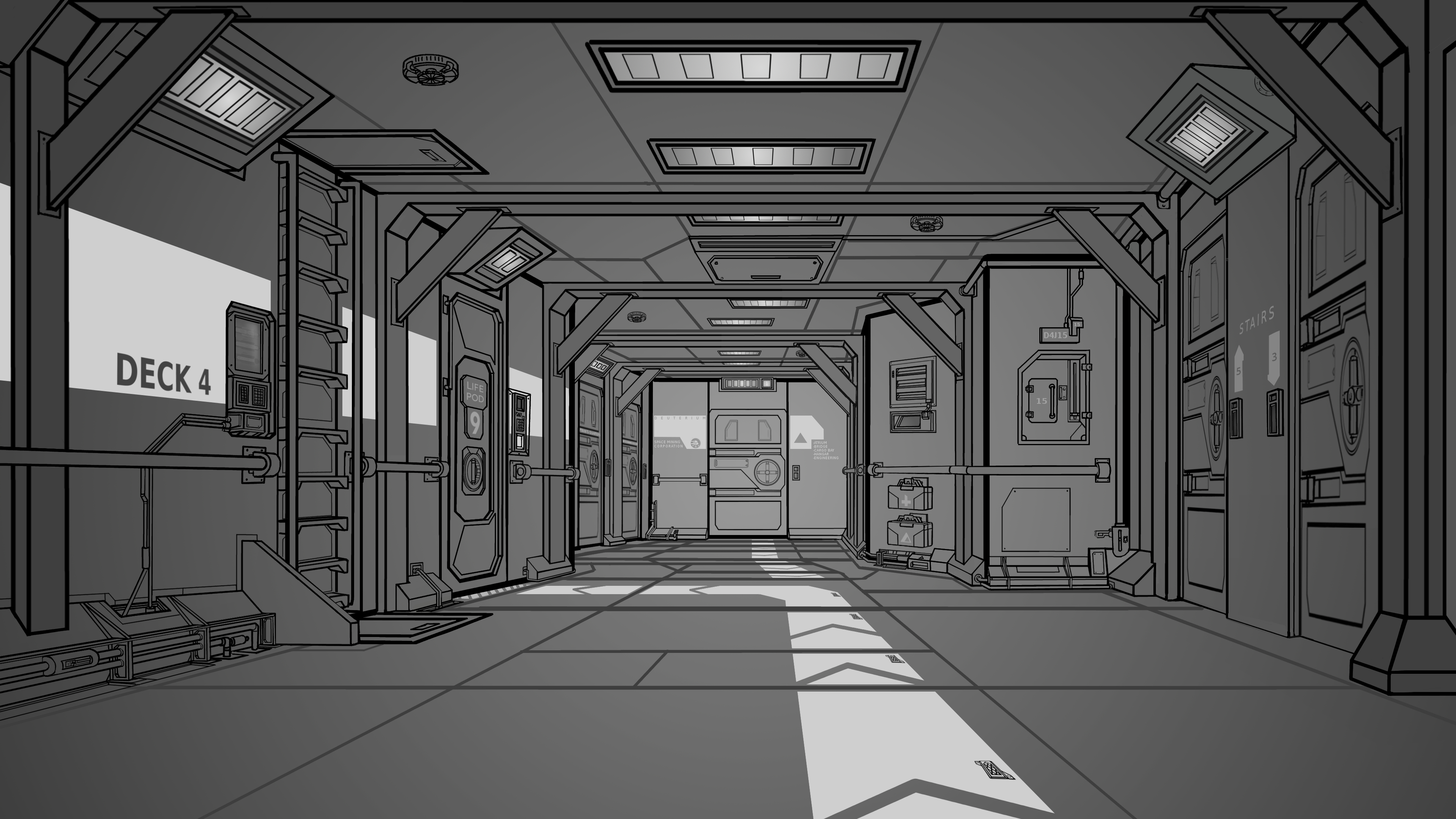 Interior Spaceship Corridor Design
