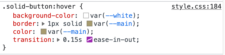 An elements hover state CSS showed in the style panel
