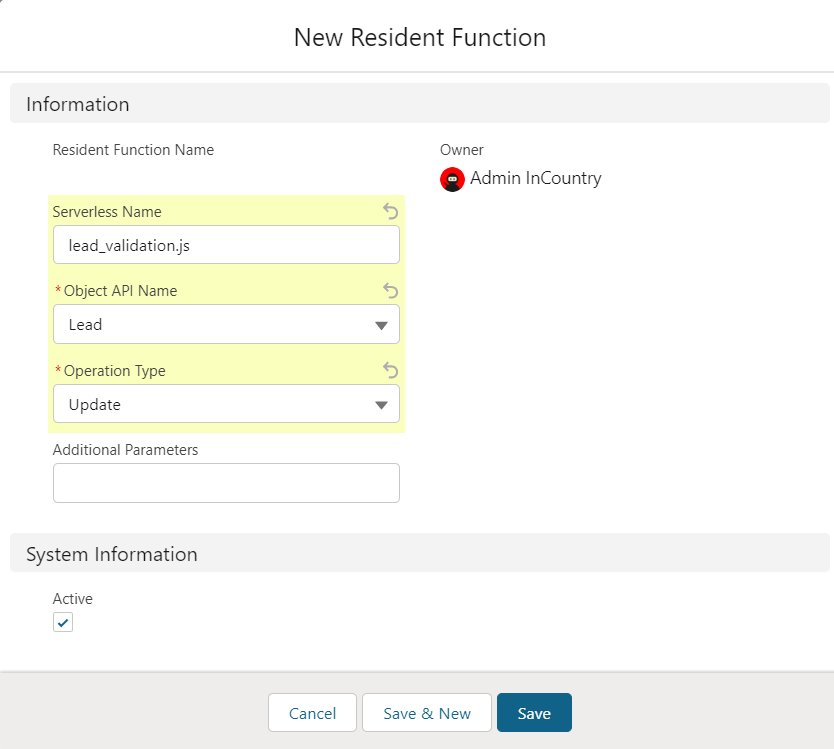 Adding new resident functions
