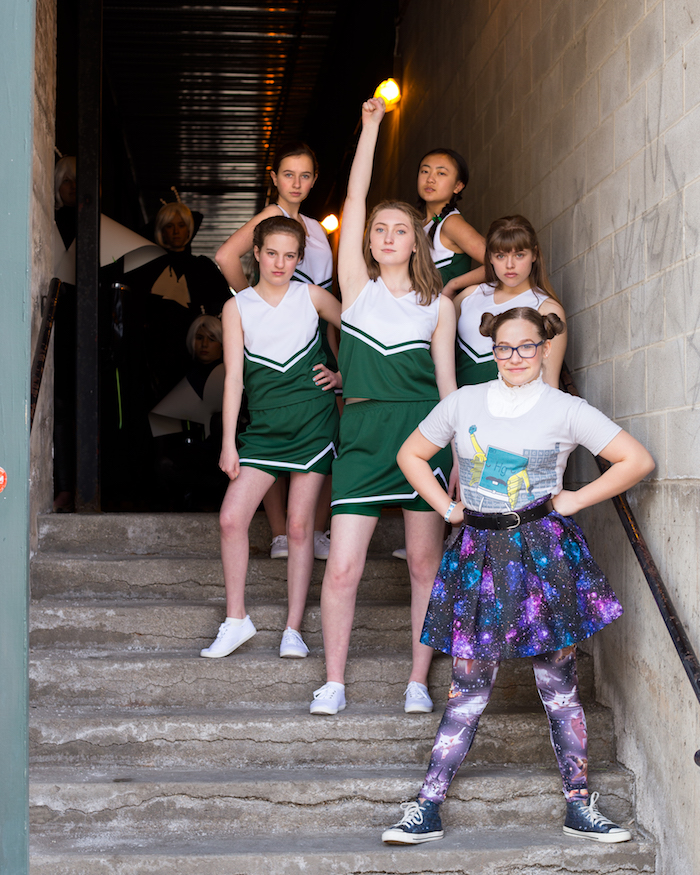 Promotional photo for the Egyptian Youtheatre production of CHEERLEADERS VS. ALIENS, photo by Amy Livingston.