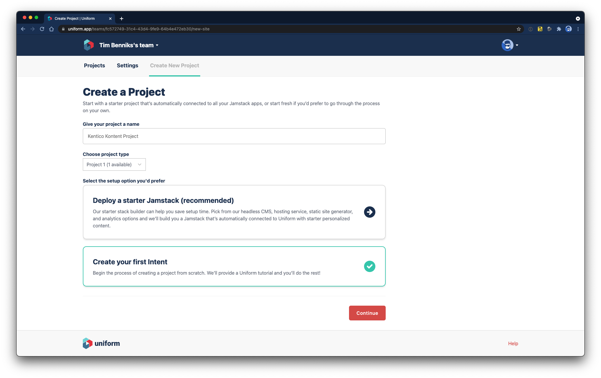 Create a new project