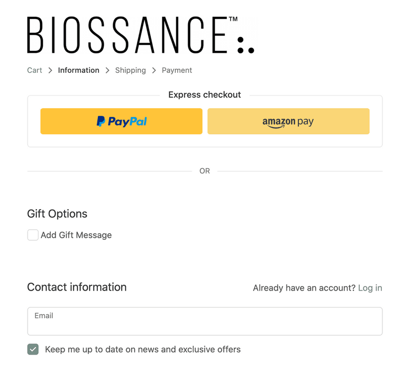 biossance checkout