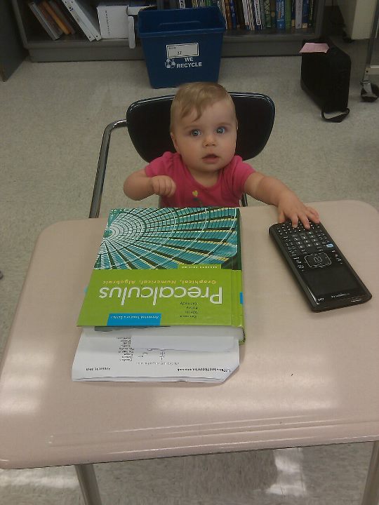 Baby uses TI-Nspire calculator