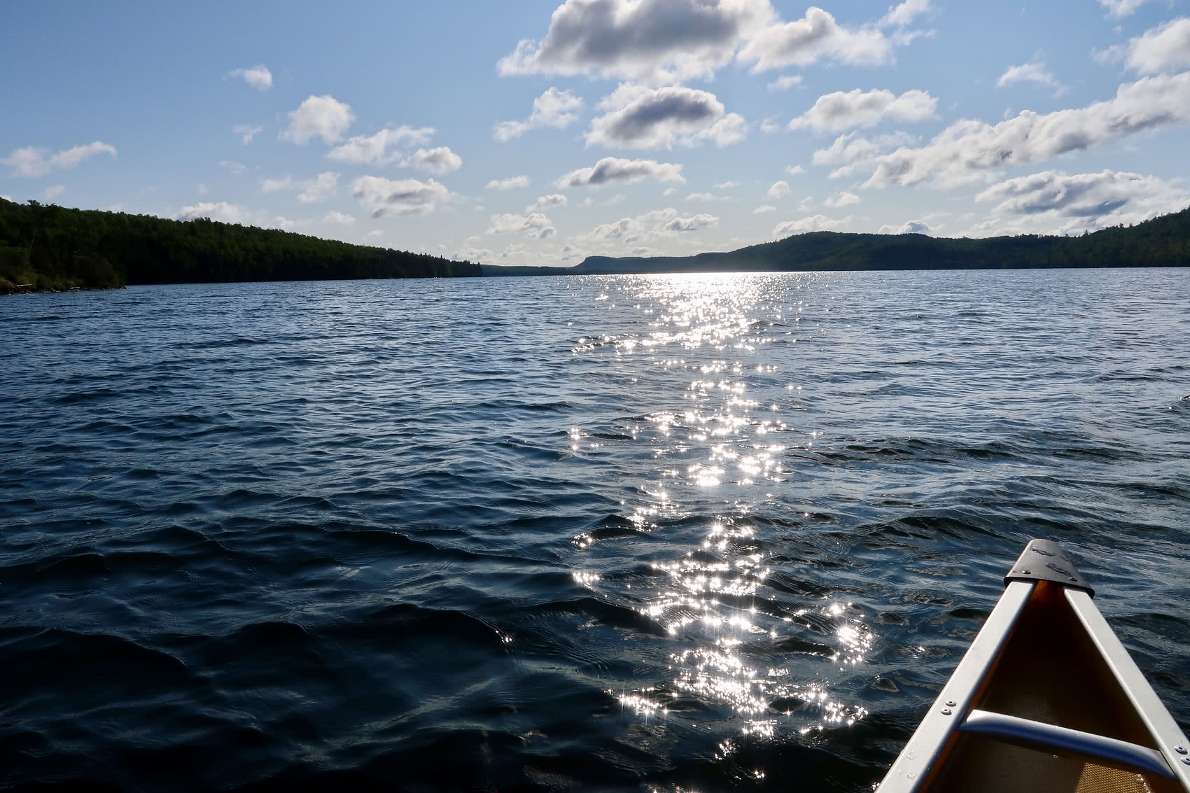 Views from the canoe paddling on South Lake