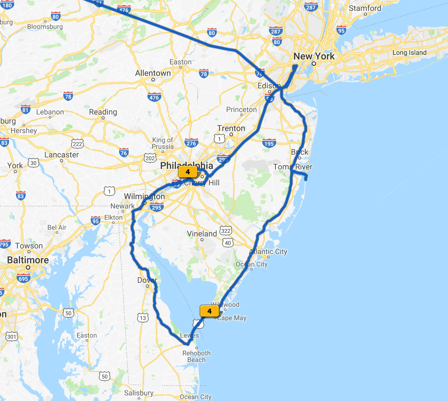 New Jersey / Philadelphia detail.