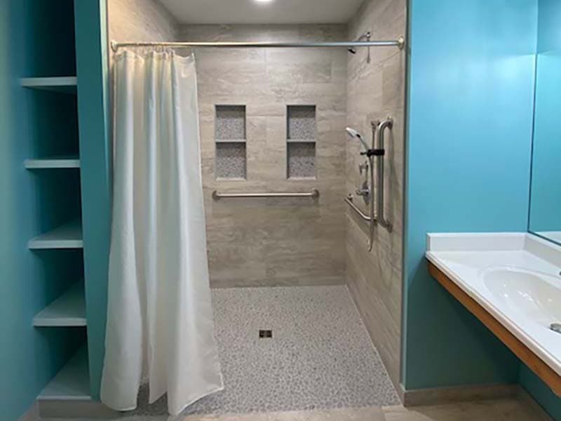 walk-in shower after a remodel by CorHome