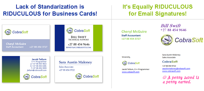 Business Card / Email Signatures - No Standardization