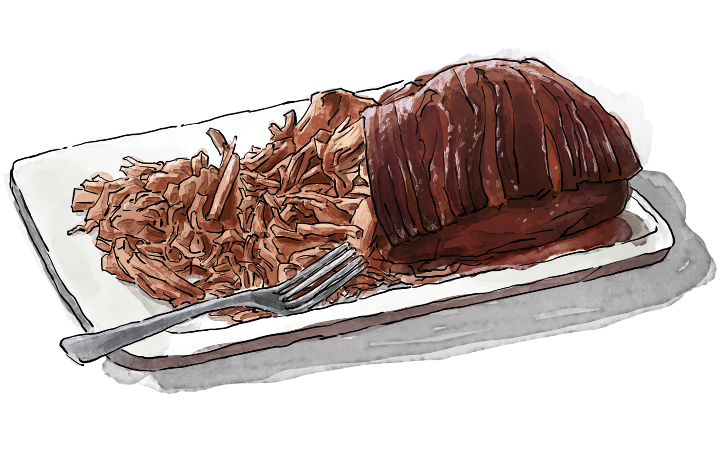 Illustration of a Low and Slow pulled Pork