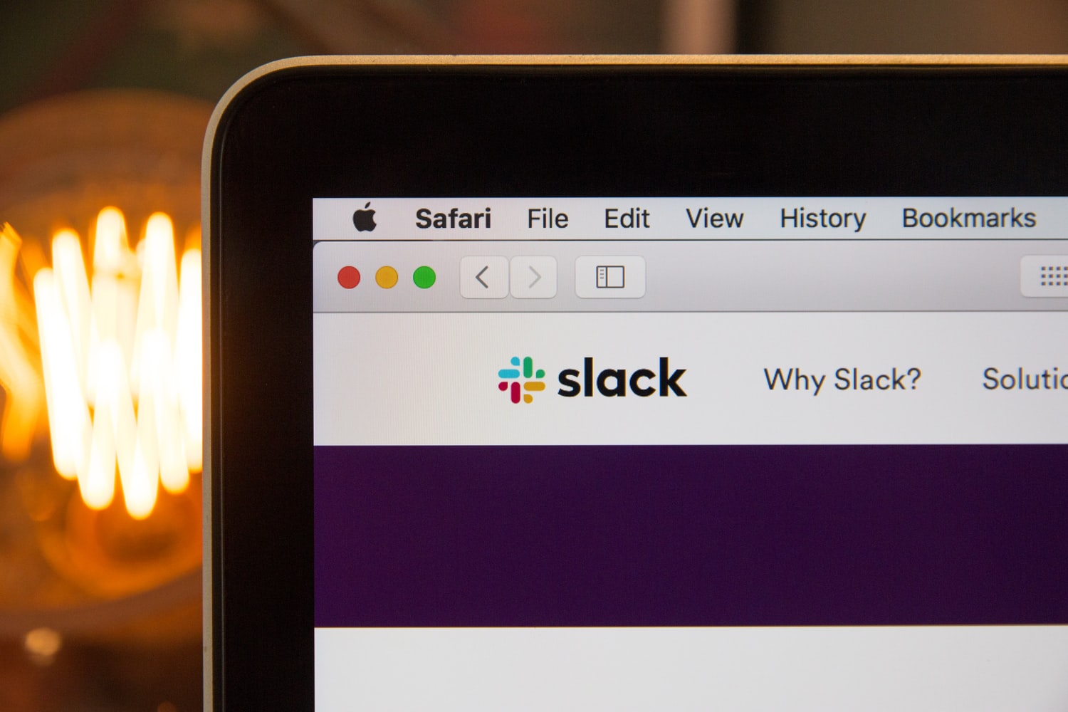 Slack webpage open in Safari web browser