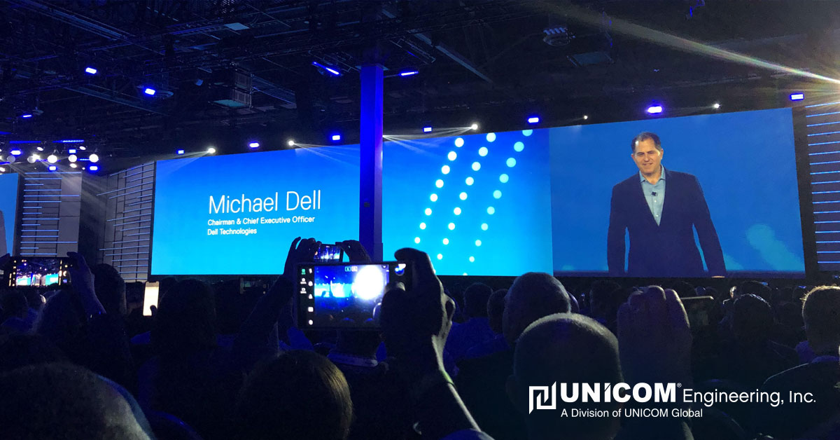 Photo from Dell Technologies World 2019 - Michael Dell is on stage, speaking to the audience
