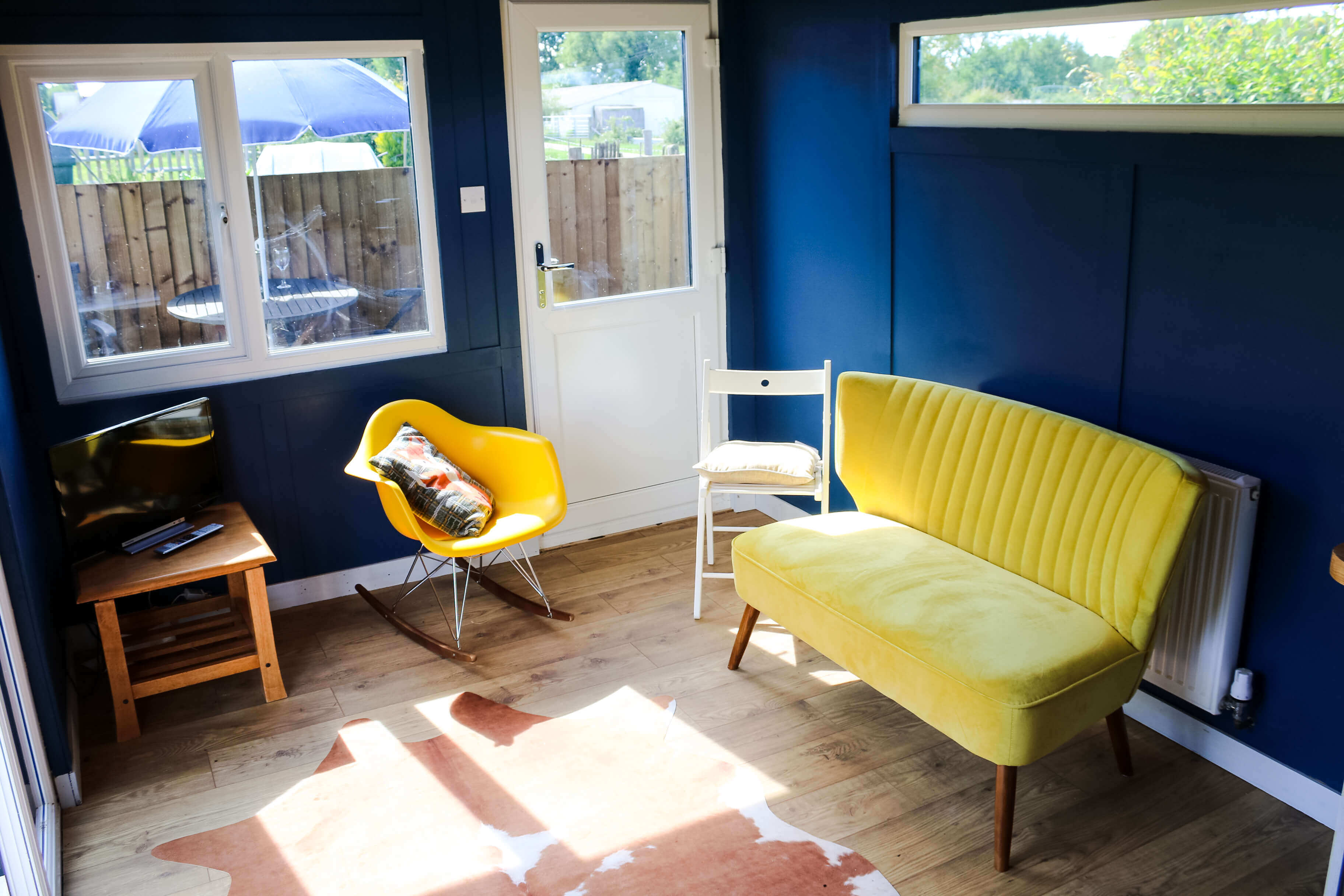 Photo of the living room and dining area at Dorset chalet