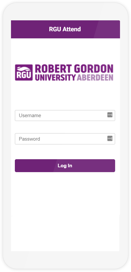 The login page of the Attendr mobile demo