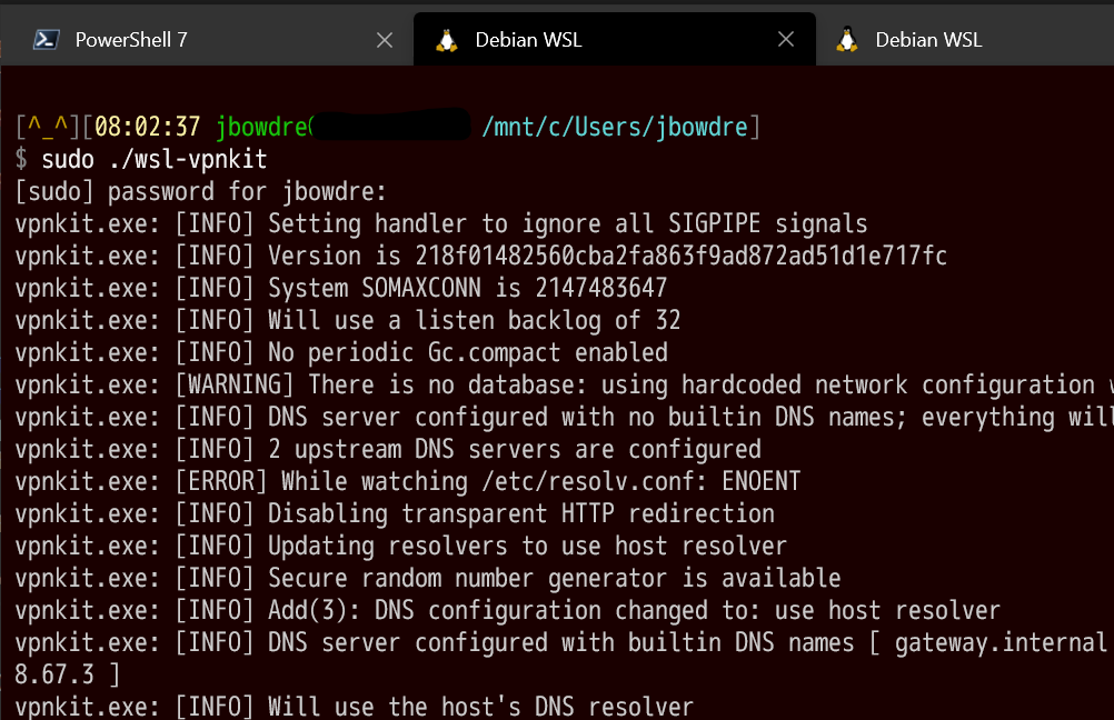 Fixing WSL2 connectivity when connected to a VPN with wsl-vpnkit