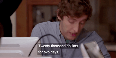 A scene from the show Silicon Valley, where the main character, CEO Richard Henrichs, and The Carver have the following exchange: RH: Twenty thousand dollars for two days. TC: You know who else thought my price was too high? Bitraptor. RH (smirks): Who? TC (looks at Richard): Exactly.