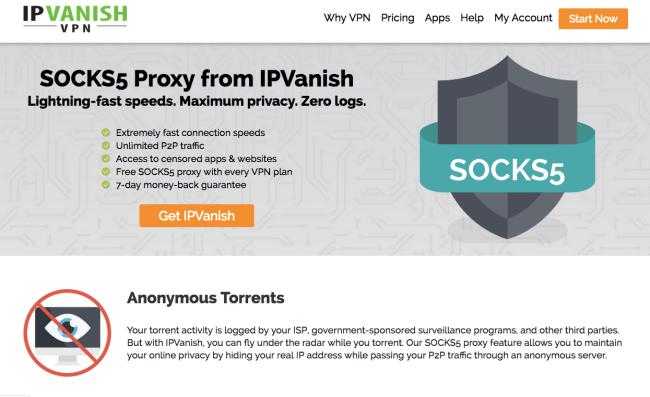 IPVANISH - Proxy SOCKS5 incluidos en sus servicios