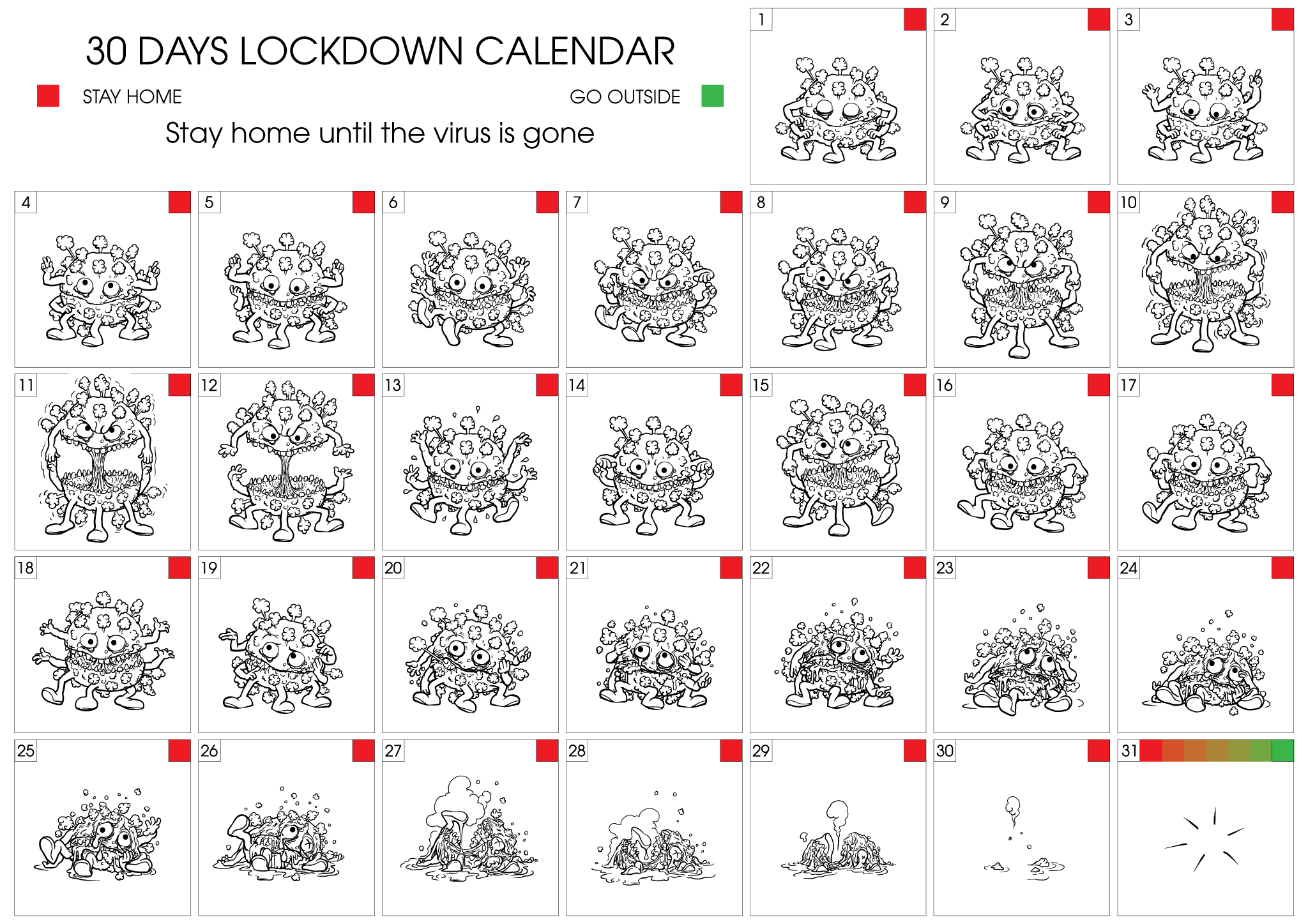 30 days lockdown calendar