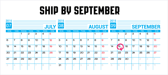 Ship by September Challenge calendar