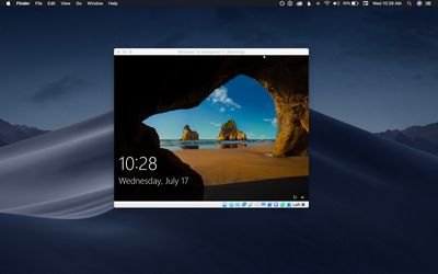 A Windows virtual environment displayed within a macOS environment