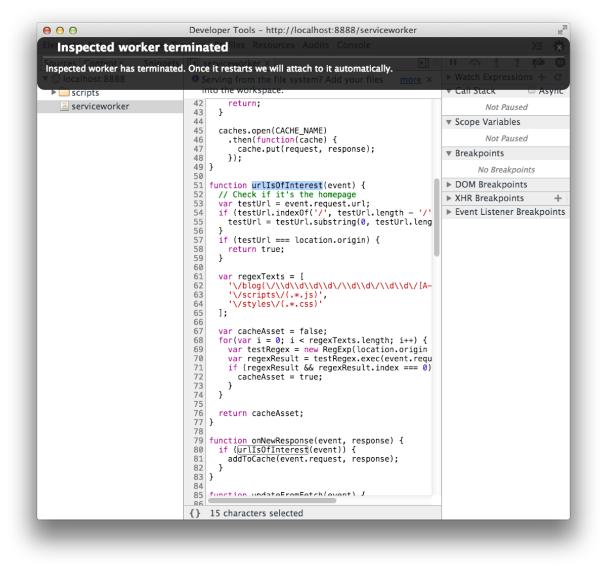 Service Worker DevTools Dead
