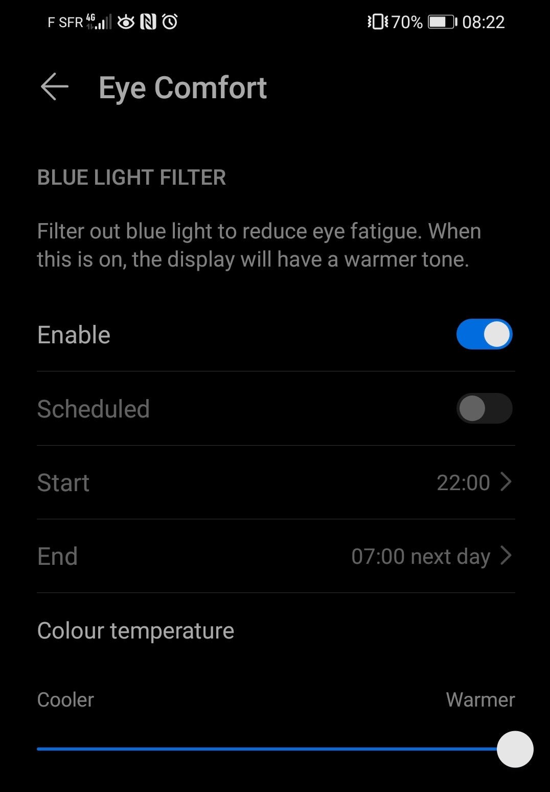 Android setup of the parameter