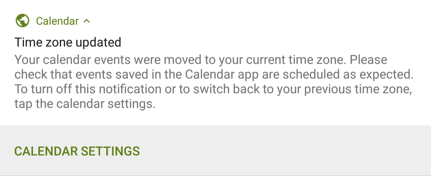 Android 7.1 notification for Blackberry Calendar