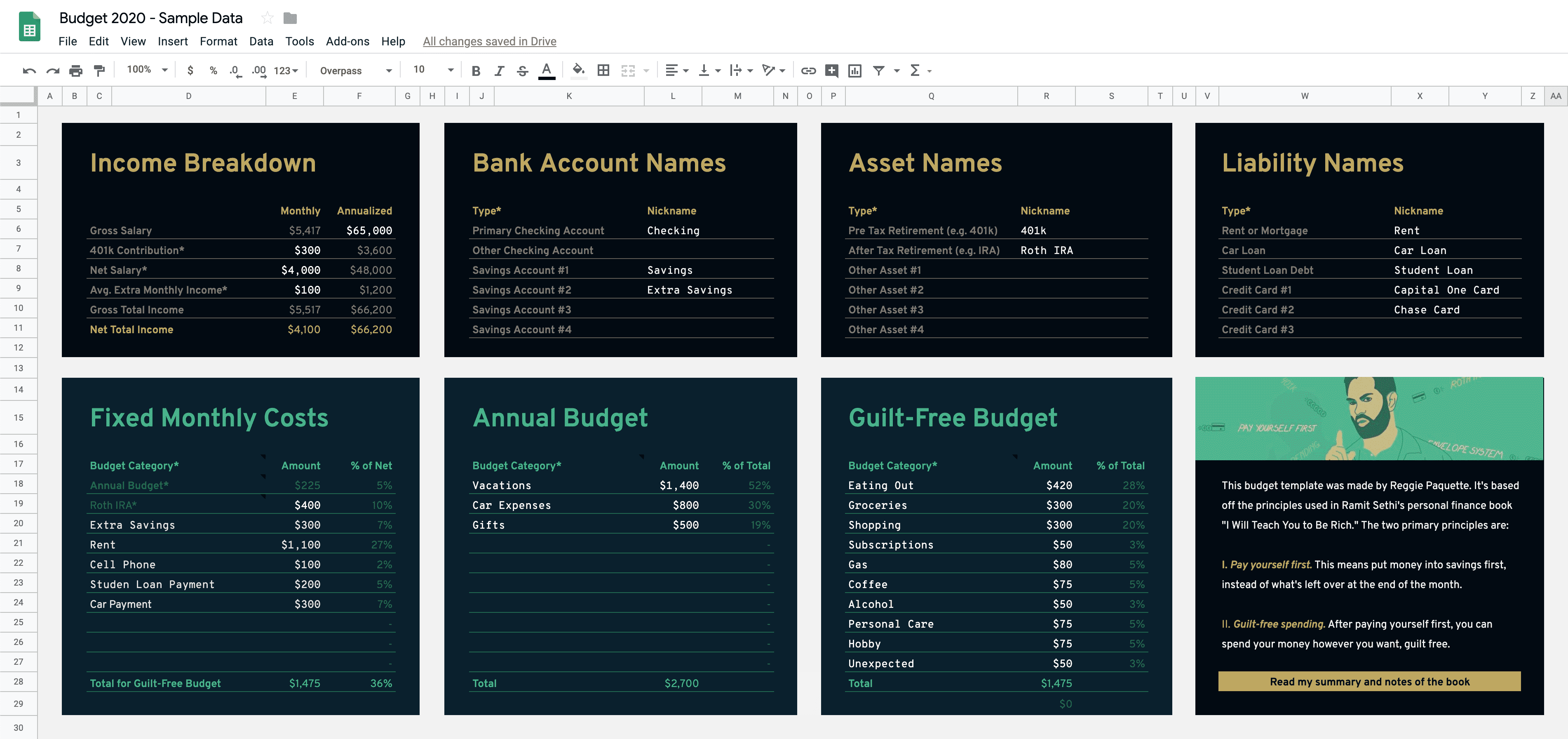 Una vez que configures esta pestaña de configuración, sólo tienes que introducir los gastos y los saldos de las cuentas. Eso es todo!'s it!